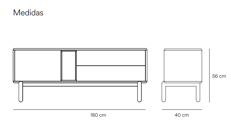 Corvo mueble TV antracita oscuro 140 cm