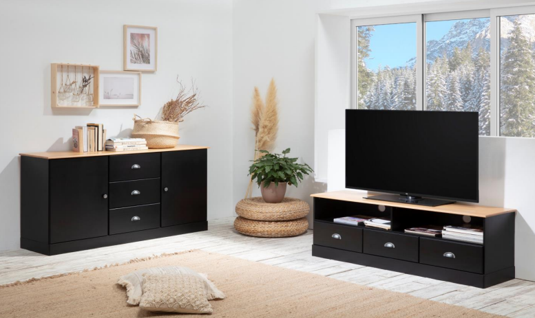 Mueble TV Dublin negro roble 140cm