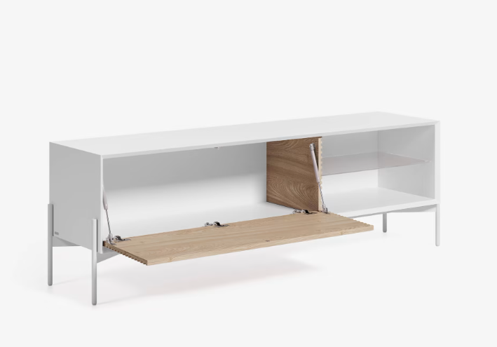 Mueble TV Aurora chapa de fresno y lacado blanco 167x53 cm