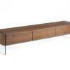 Mueble TV madera de nogal y cristal templado 188cm