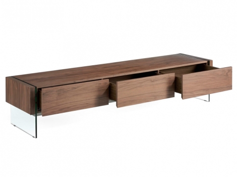 Mueble TV madera de nogal y cristal templado 188cm