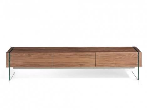 Mueble TV madera de nogal y cristal templado 188cm