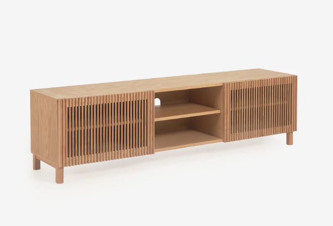 Mueble TV Beneteau madera maciza y chapa de roble 180x49,5 cm