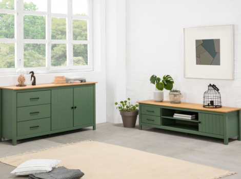 Mueble TV Miranda madera de pino verde 158 cm