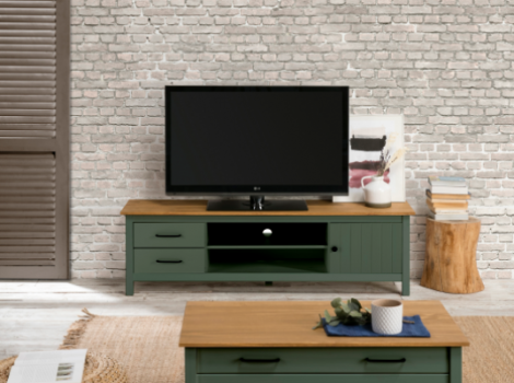 Mueble TV Miranda madera de pino verde 158 cm