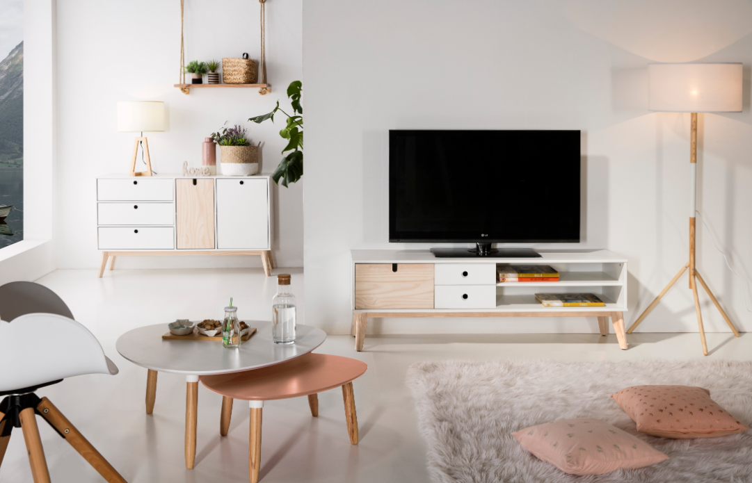 Mueble TV nordico kiara blanco mate 140