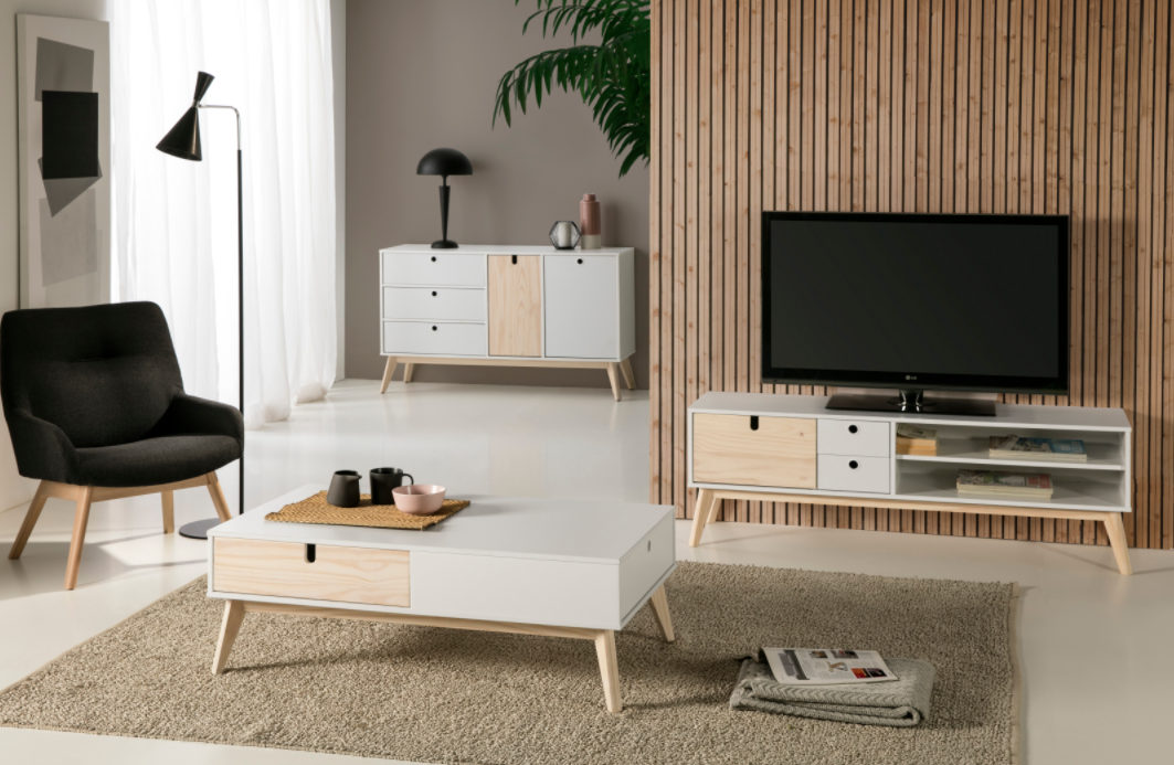 Mueble TV nordico kiara blanco mate 140