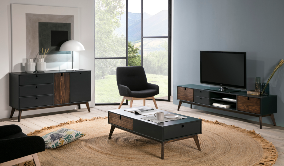 Mueble TV nordico kiara negro mate 180