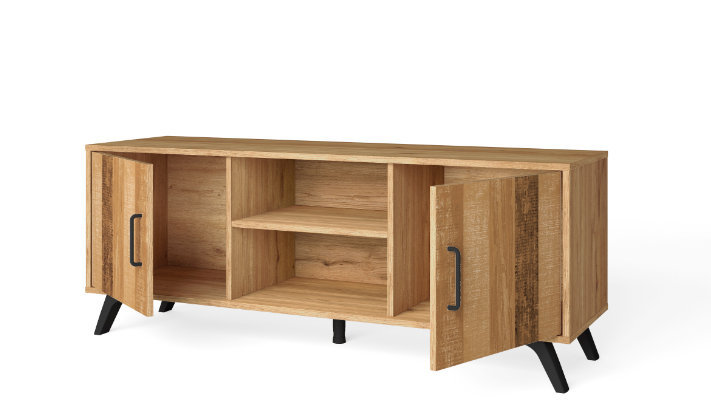 Mueble TV nordic en madera natual serigrafia 136x40cm