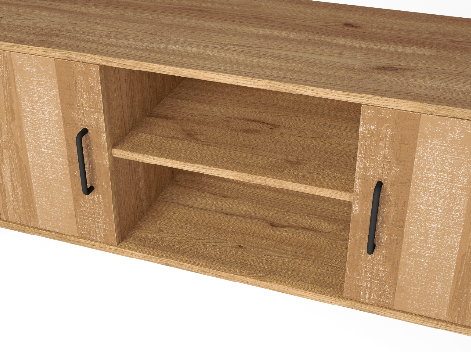 Mueble TV nordic en madera natual serigrafia 136x40cm