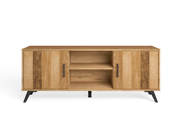 Mueble TV nordic en madera natual serigrafia 136x40cm