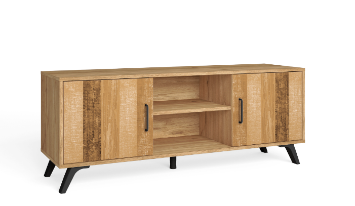 Mueble TV nordic en madera natual serigrafia 136x40cm