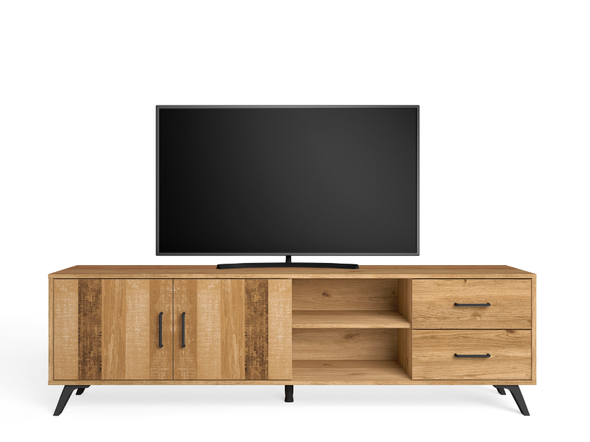 Mueble TV nordic en madera natual serigrafia 180x40cm