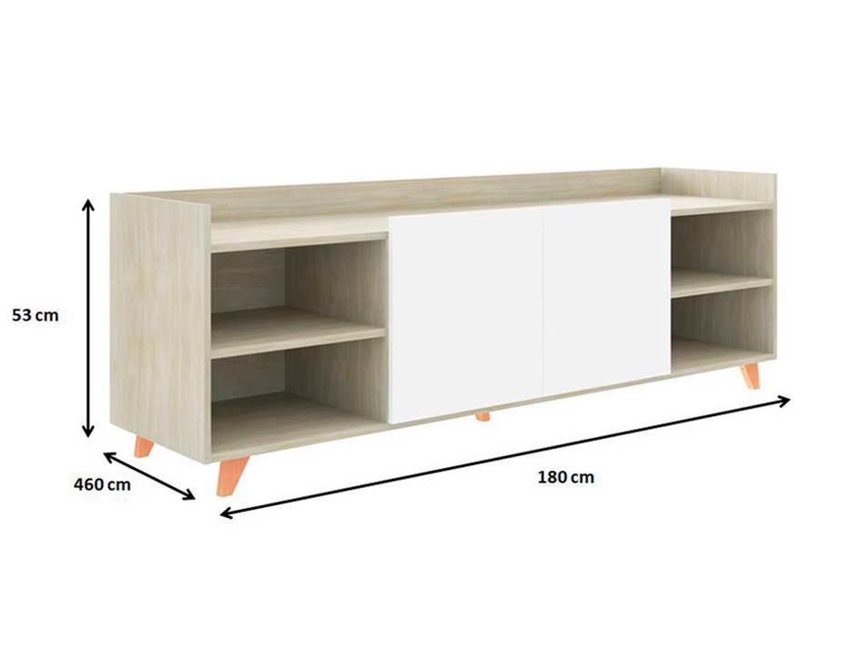 Mueble Tv blanco roble oslo 180 cm