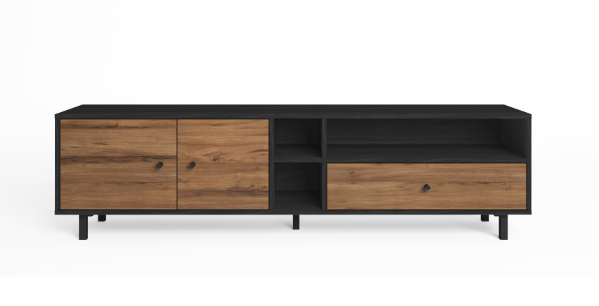 Mueble TV Roald en madera grafito 180x40cm