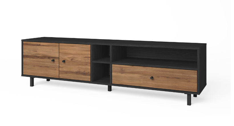 Mueble TV Roald en madera grafito 180x40cm