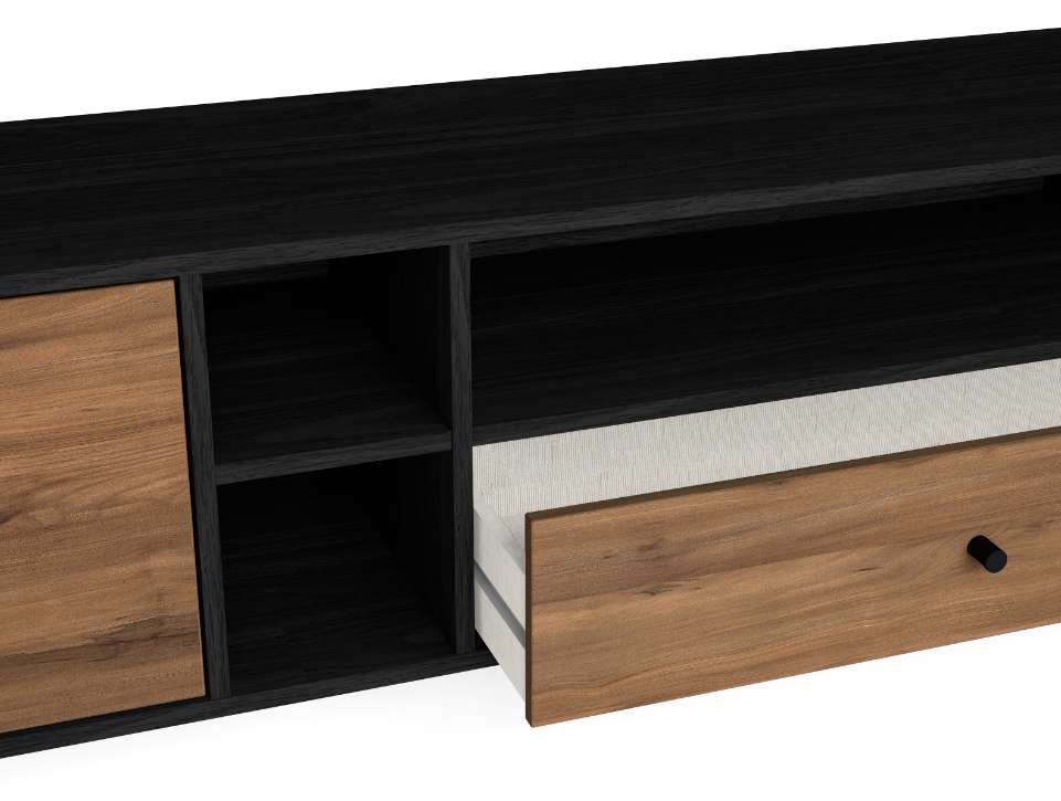 Mueble TV Roald en madera grafito 180x40cm