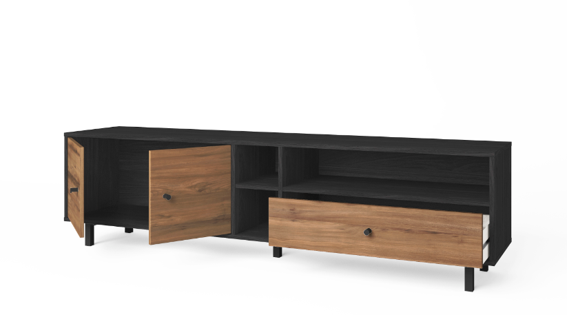 Mueble TV Roald en madera grafito 180x40cm