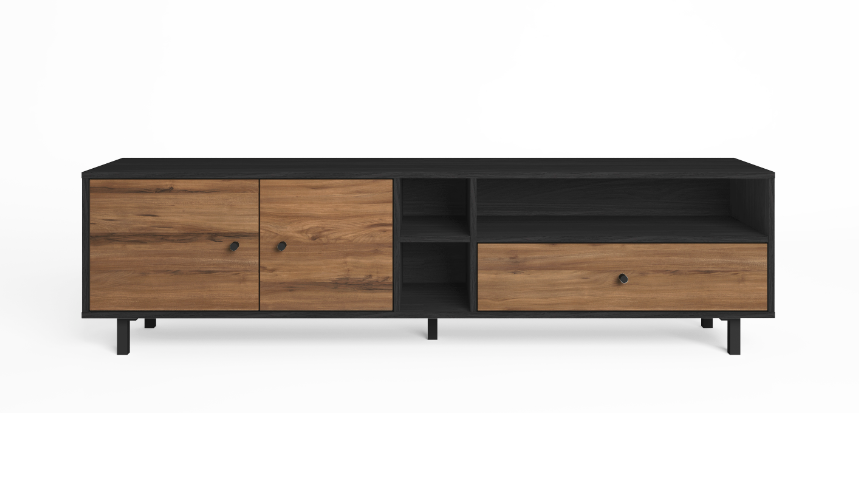 Mueble TV Roald en madera grafito 180x40cm