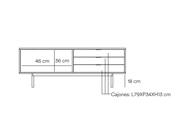 Mueble TV sierra gris claro 140 cm