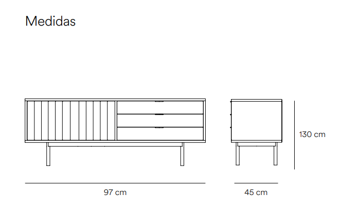 Mueble TV sierra blanco roble 140 cm