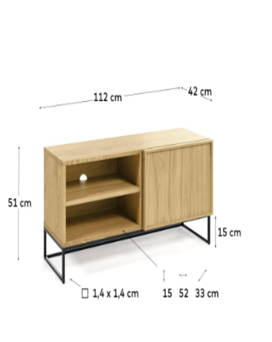 Mueble Tv Tanzania 1 puerta roble 112x42cm