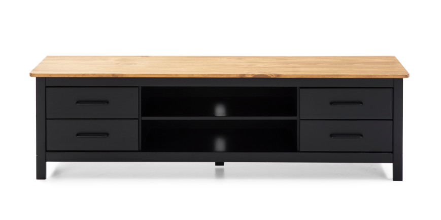 Mueble TV Vega madera de pino negro 158cm