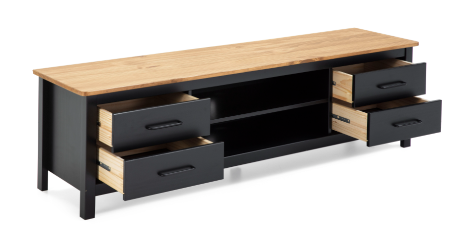 Mueble TV Vega madera de pino negro 158cm