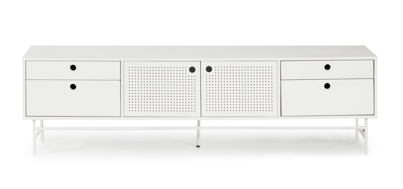 Mueble TV industrial Punto metal blanco 180 cm