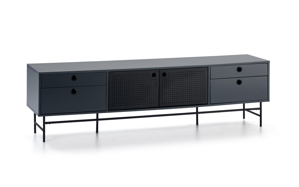 Mueble TV industrial Punto metal negro azul oscuro 180 cm