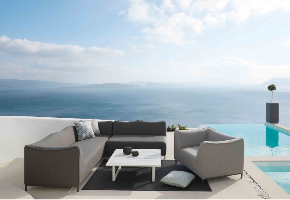 Naxos Sofa 3 plazas terraza lounge tapizado gris