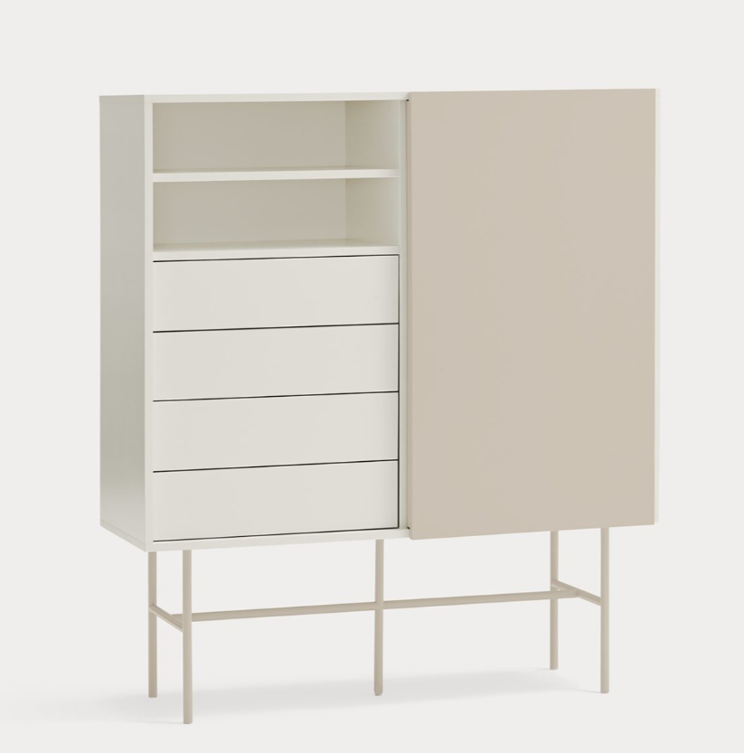 Mueble auxiliar alto Nube crema y arena 120x45cm