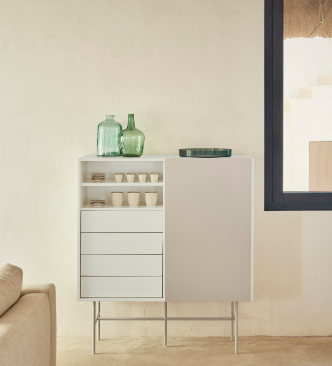 Mueble auxiliar alto Nube crema y arena 120x45cm