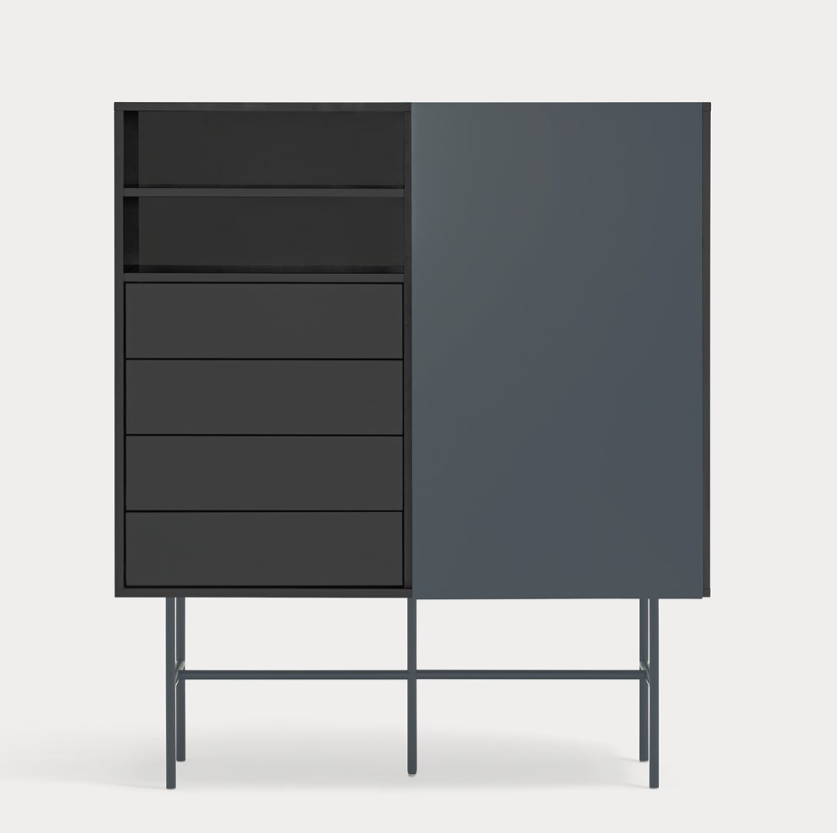 Mueble auxiliar alto Nube negro y antracita 120x45cm