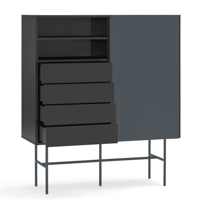 Mueble auxiliar alto Nube negro y antracita 120x45cm