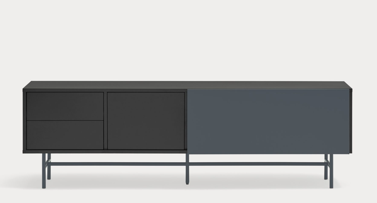 Mueble TV Nube negro y antracita 180x40cm