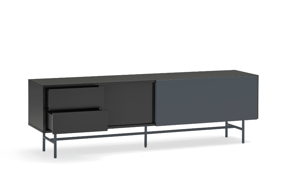 Mueble TV Nube negro y antracita 180x40cm