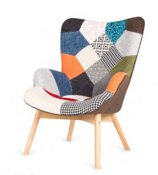 Sillón King Patchwork patas madera maciza de haya