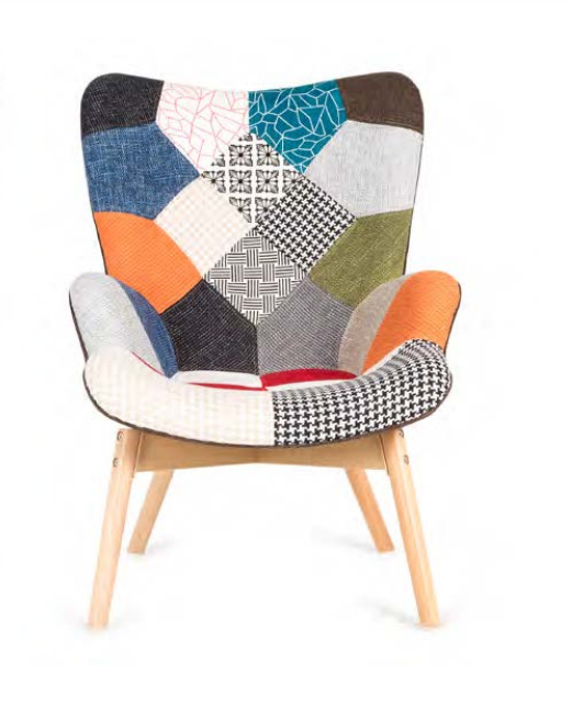 Sillón King Patchwork patas madera maciza de haya