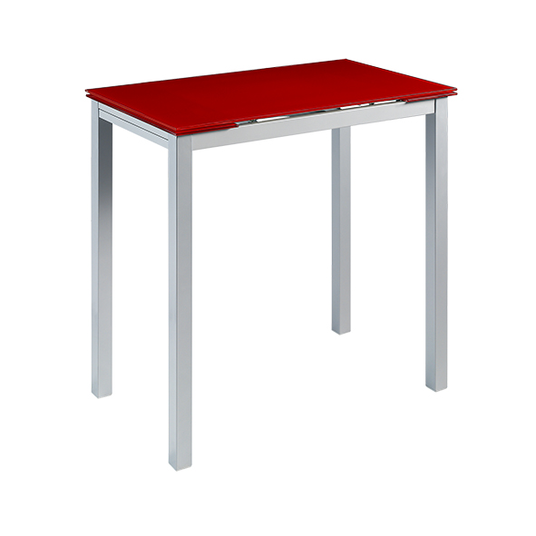 Mesa de cocina alta extensible Porto cristal rojo