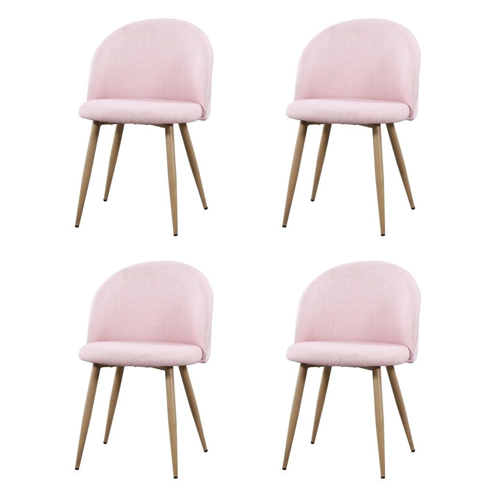 Pack 4 sillas Nube rosa y pata roble 51x55x78cm