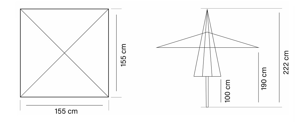 Parasol Urban lona cuadrada 155x155 cm