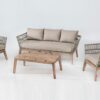 Set sofas Bellano cuerda trenzada beige madera acacia