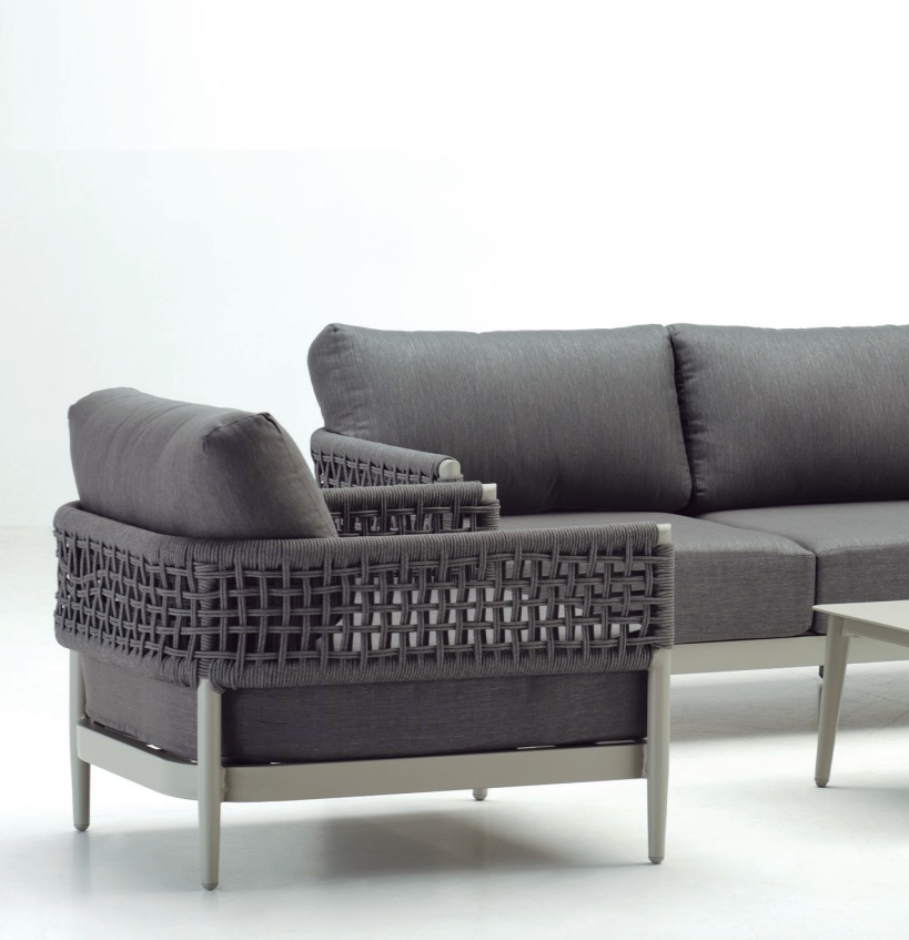 Set Brisa sofas cuerda trenzada gris cojines spunpoly