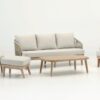 Set Crazy sofas madera light teak cuerda beige