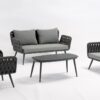 Set sofas jardin Zagreb cuerda trenzada gris