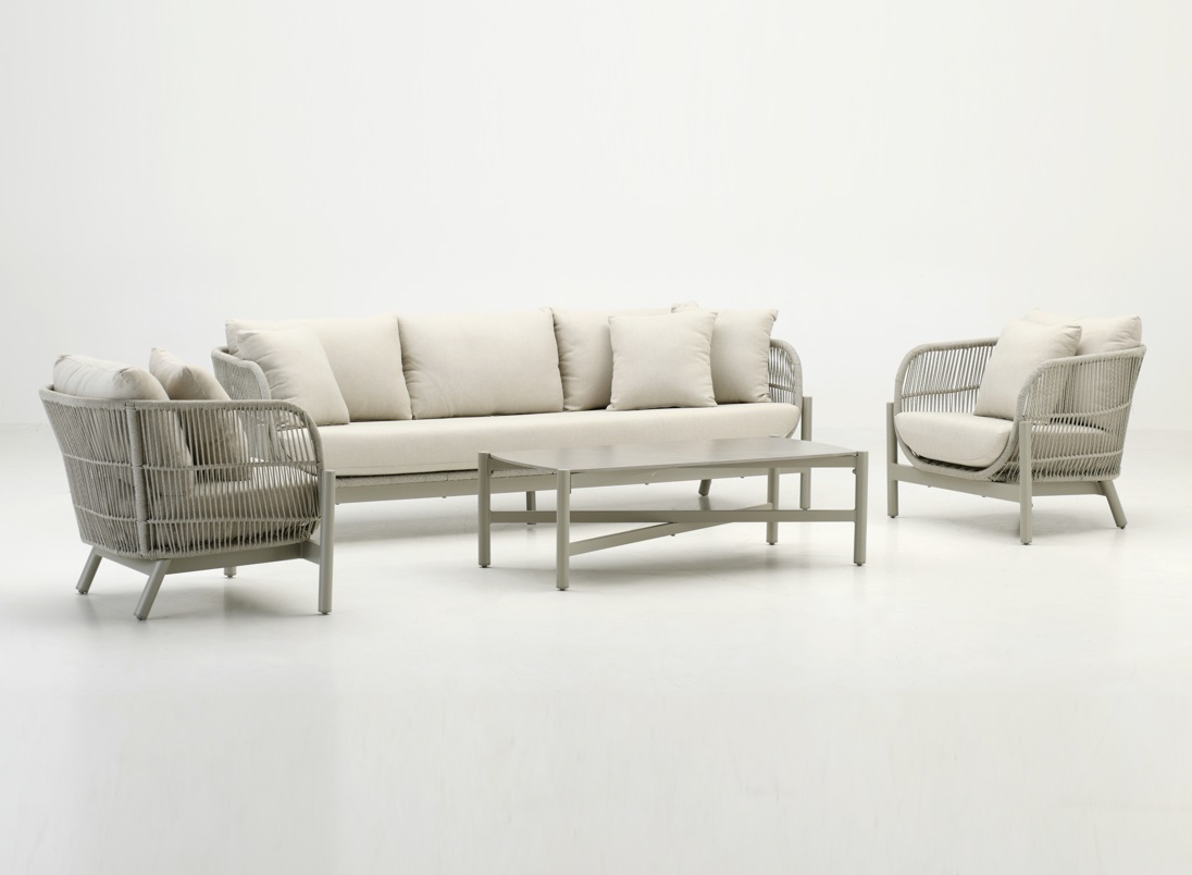 Sofa terraza cuerda gris 3 plazas Neptuno 240 cm