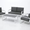 Set Bora sofa aluminio blanco cojines antracita