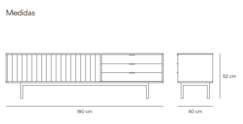 Mueble TV sierra negro roble 180