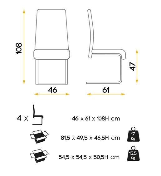 Silla de comedor Italia negro